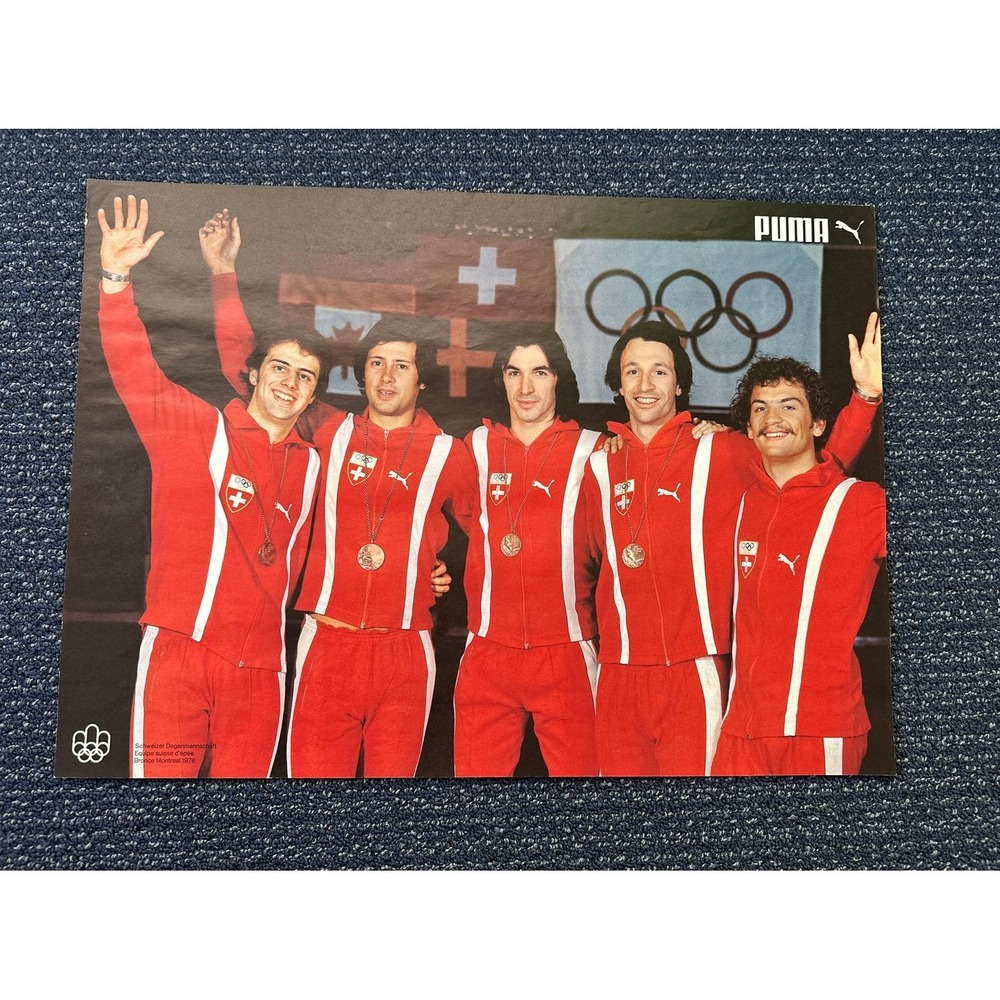 Vintage Fencing Poster Puma 1976 'equip suisse d'epee Bronce 1976' (24x17 1/2)